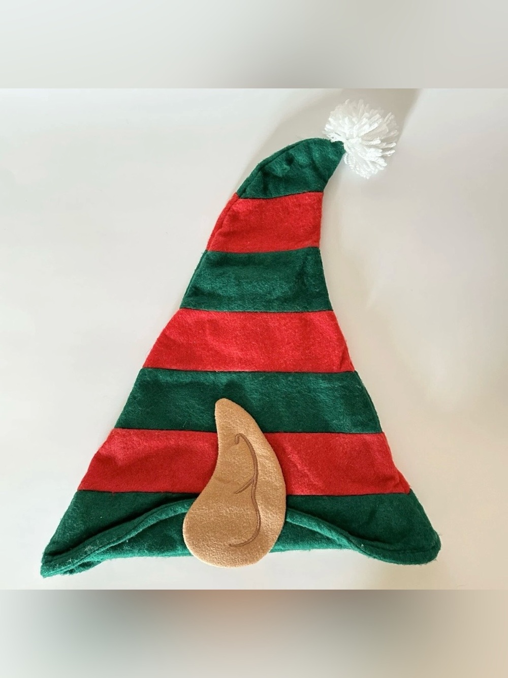 Striped Elf Hat With Ears Green And Red Christmas Decoration